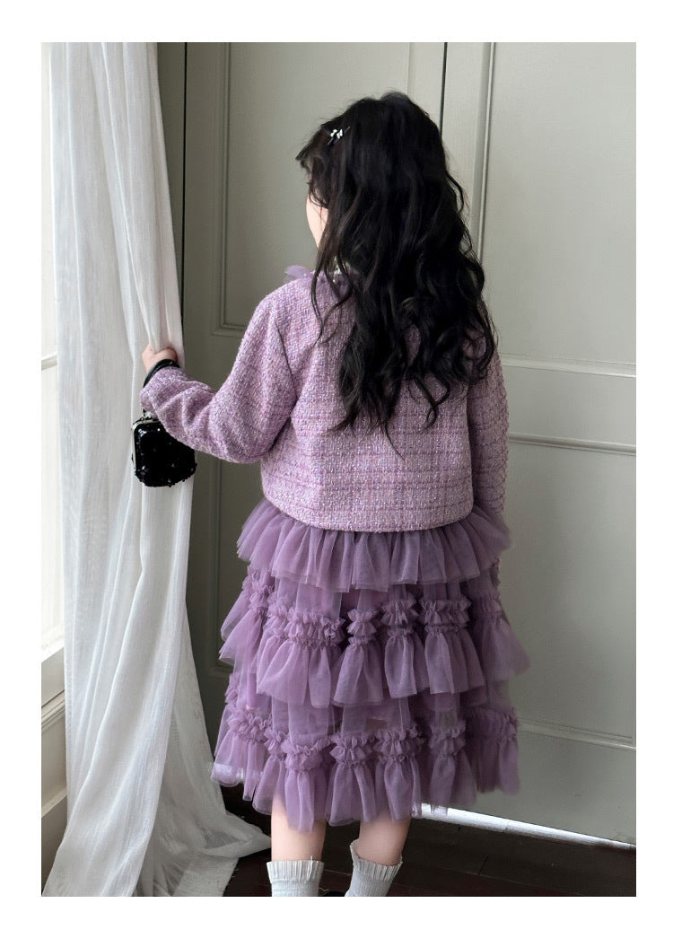 Girls’ dress with jacket, Lavender Princess Layer Set