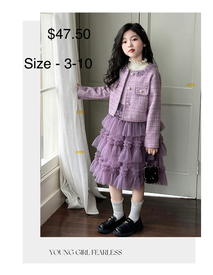 Girls’ dress with jacket, Lavender Princess Layer Set