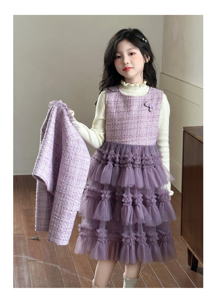 Girls’ dress with jacket, Lavender Princess Layer Set