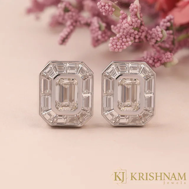 Emerald Cut Diamond Enamel Cufflinks Gold Luxury Men's Formal Jewelry Custom Made Fine Jewelry Wholesale Manufacturer Groom