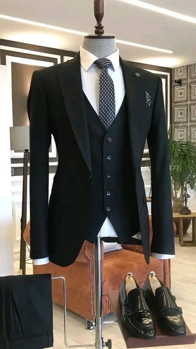 2024 Elegant Gentleman Business Suit for Men High Quality Solid Slim Fit Blazer Large Size 3 Pieces Wedding Suit Breathable
