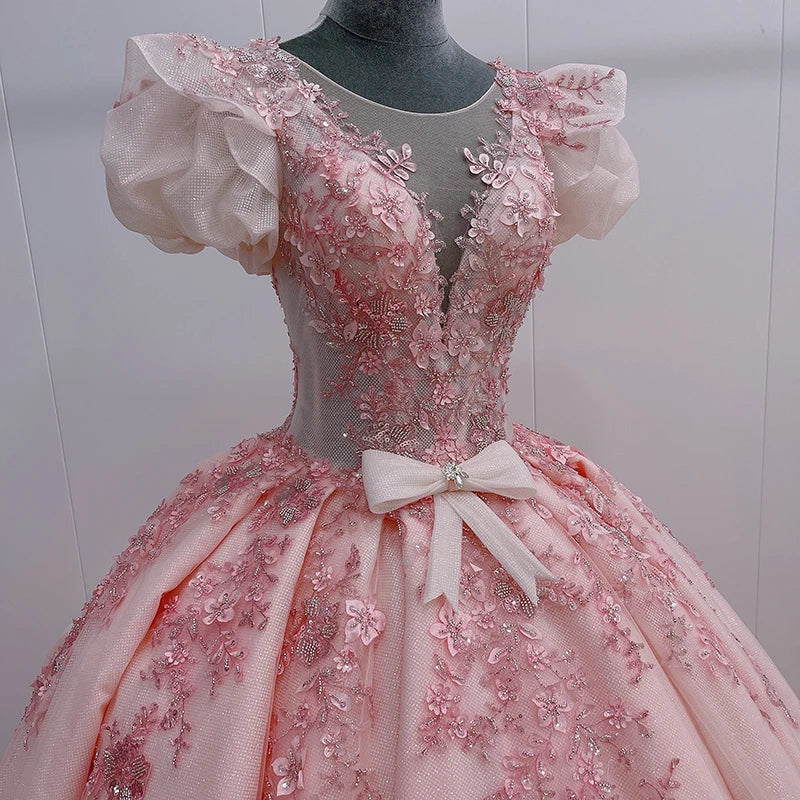 Jancember WN007 Pink Bow Lace Women Elegance Party Evening Prom Dresses