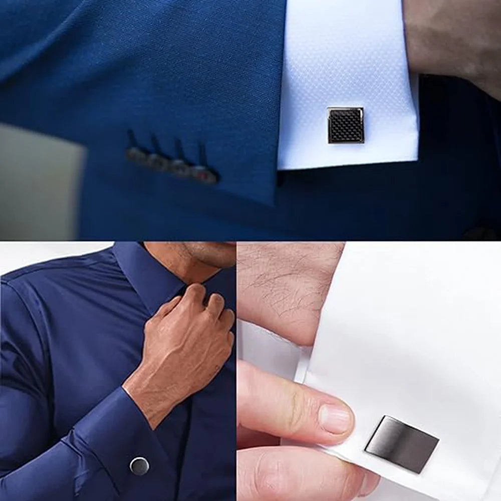 Wholesale Retail Black Alloy Geometric Square Circle Cufflinks Formal Dinner Party Occasions Men Jewelry Accessories