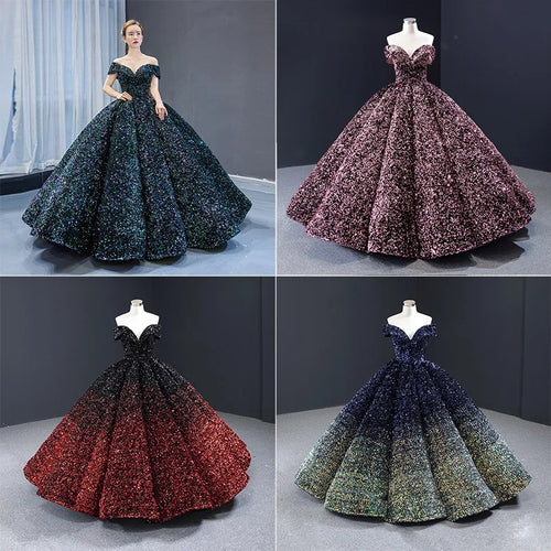 2026 Latest V-Neck Sleeveless Sequined Bridal Gowns Prom Dresses Glitter Colorful Evening Dress Wedding Dress