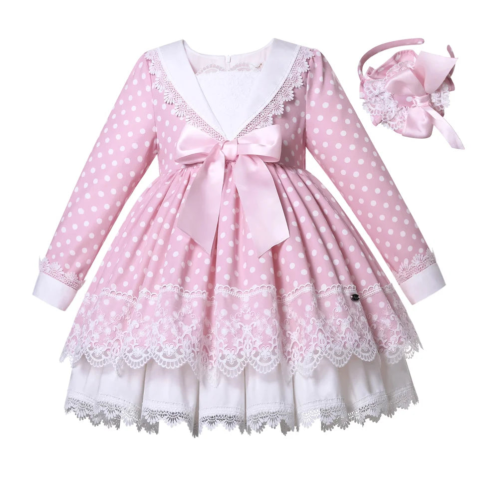 Wholesale new Children Spanish Autumn Girls Dresses Boutique Infant Clothes 2-12Y 1BAG=1PCS