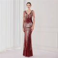 19127# Luxury Gowns for Women Evening Dresses Gradient Sequin V-neck Sleeveless Slim Mermaid Wedding Dress Ceremony Prom Dresses