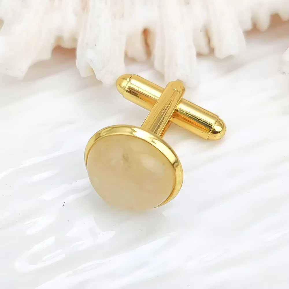 Cross-Border Special Men's French Shirt with Gold Plated Citrine Lapis Lazuli Crystal Fashion Cuffpins Casual Cufflinks Weddings