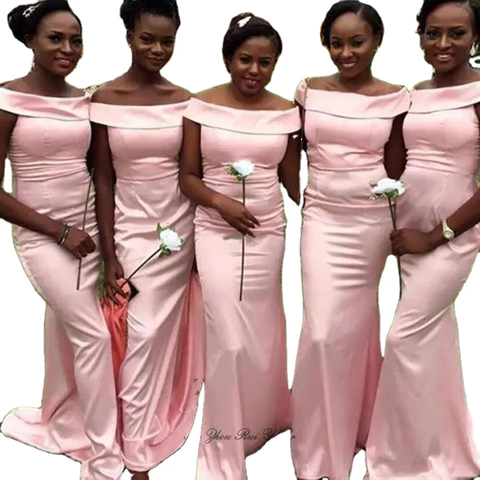 DB044 Off Shoulder Prom Dresses for Black Girls Long Dress for African Women Lace up Back Floor Length Sheath Party Dress
