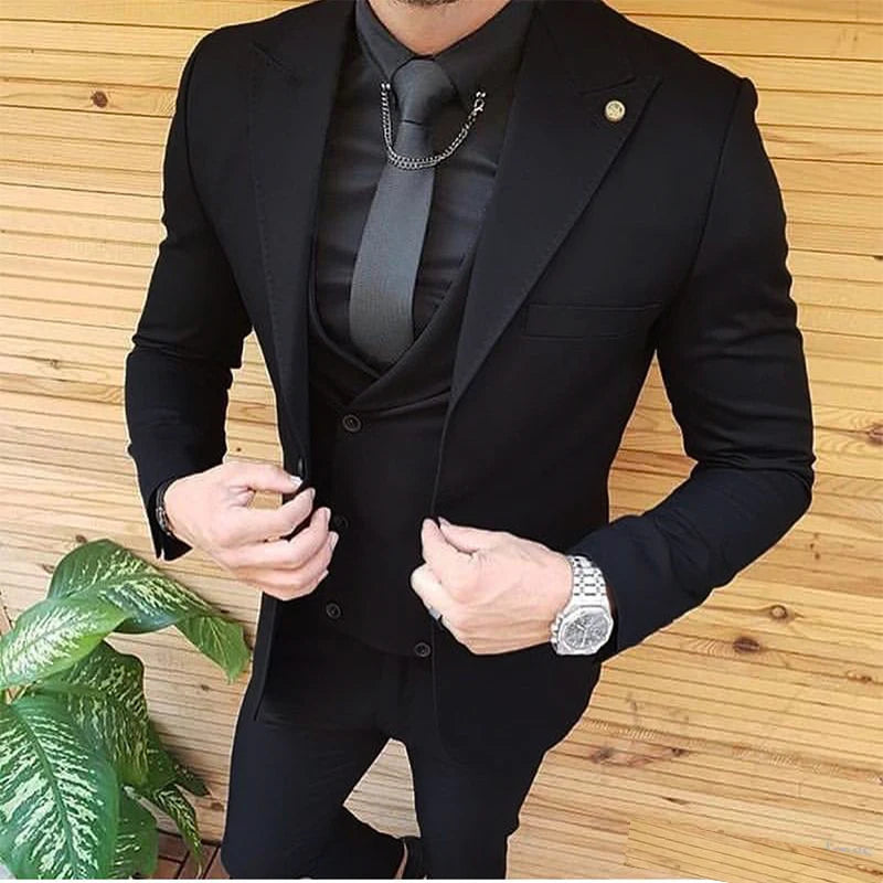 LL122 Design Black Mens Wedding Suits Groom Wear Tuxedos Prom Dresses Best Man Party Suit Business Suit Three  Pieces