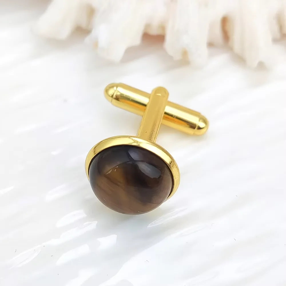 Cross-Border Special Men's French Shirt with Gold Plated Citrine Lapis Lazuli Crystal Fashion Cuffpins Casual Cufflinks Weddings