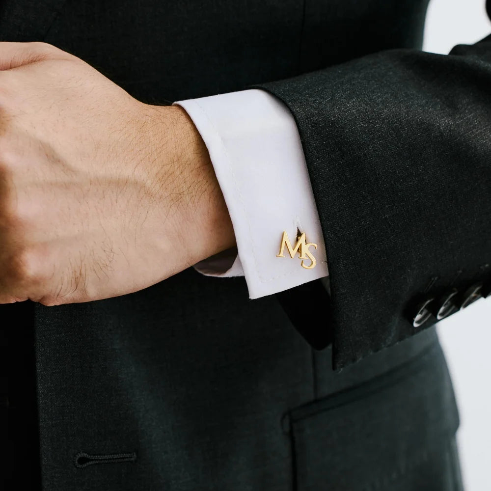 Personalized Customized Initials Cufflinks Stainless Steel Gold-plated Letter Cufflinks Christmas Birthday Gifts for Friends
