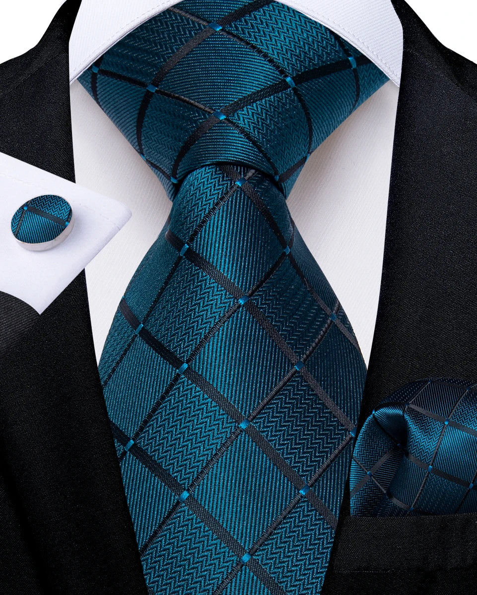 Free Shipping Men's Tie Silk Ties Mens Necktie Pocket Square Cufflinks Set Hankie Cufflinks