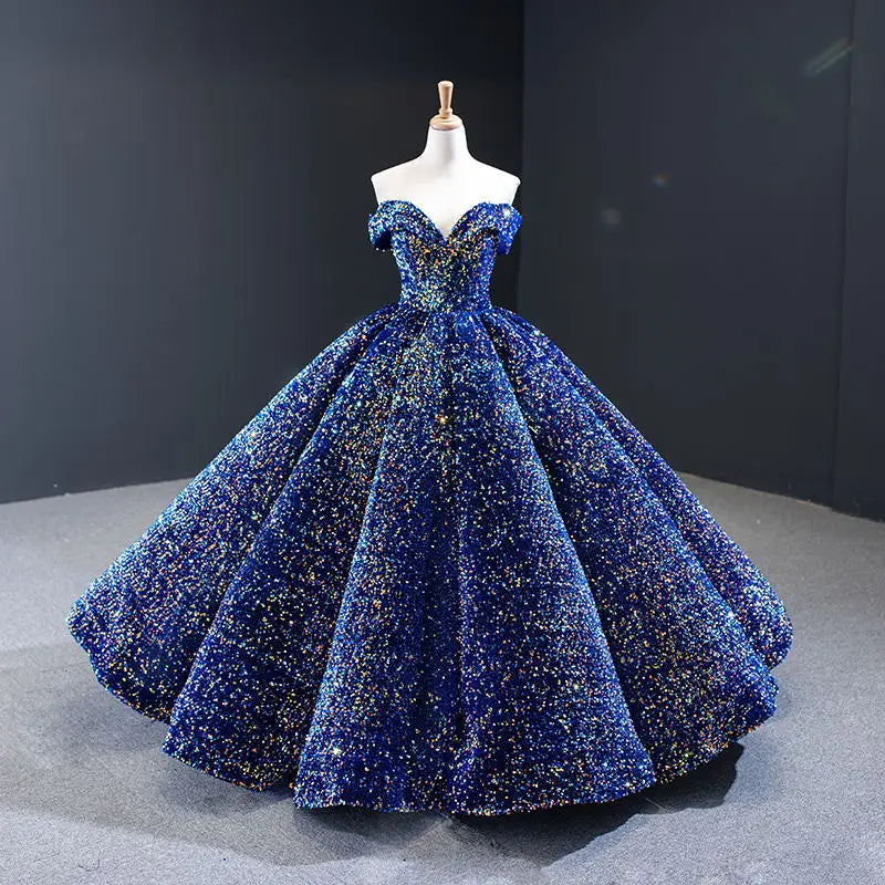 2026 Latest V-Neck Sleeveless Sequined Bridal Gowns Prom Dresses Glitter Colorful Evening Dress Wedding Dress