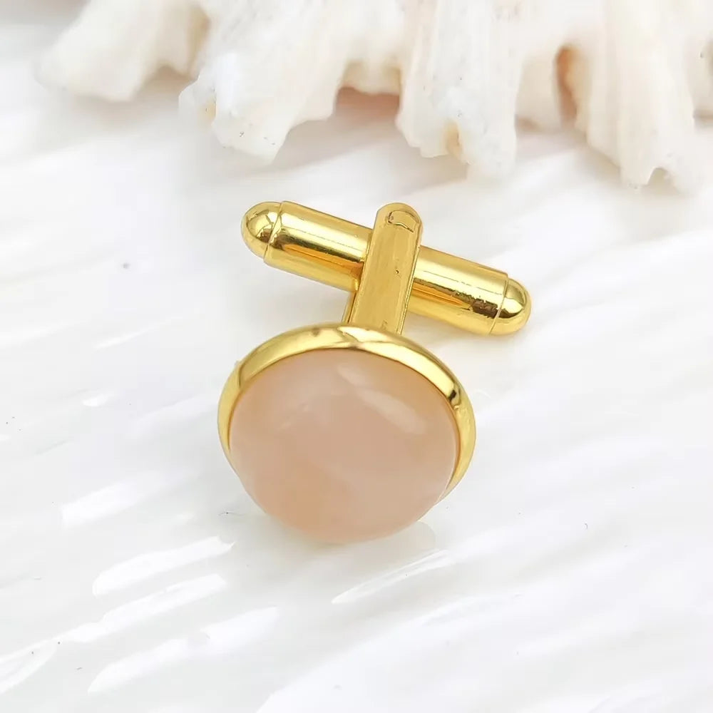 Cross-Border Special Men's French Shirt with Gold Plated Citrine Lapis Lazuli Crystal Fashion Cuffpins Casual Cufflinks Weddings