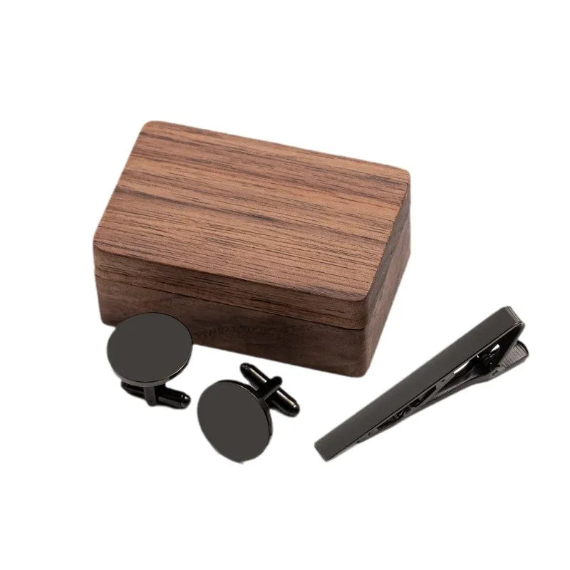 Personalized Name Cufflinks in Wooden Box Groomsmen Gifts and Bachelor Party Gift for Dad for Wedding or Engagement