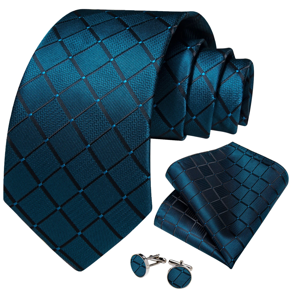 Free Shipping Men's Tie Silk Ties Mens Necktie Pocket Square Cufflinks Set Hankie Cufflinks