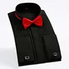 RNSHANGER White Men Tuxedo Shirts Regular Fit French Cufflinks Long Sleeve Luxury Wedding Party Social Stylish Dress Shirts