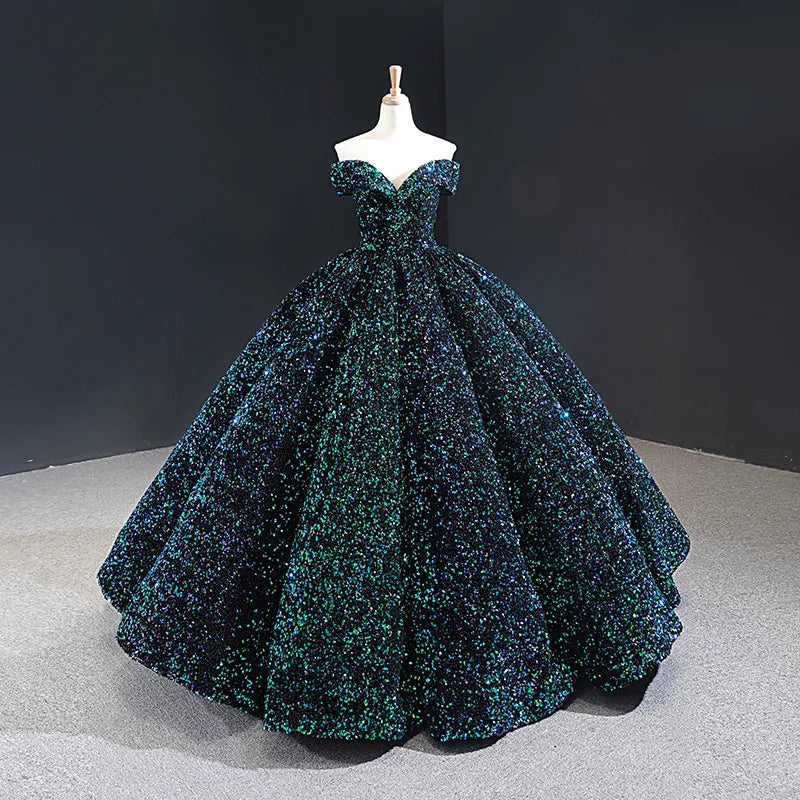 2026 Latest V-Neck Sleeveless Sequined Bridal Gowns Prom Dresses Glitter Colorful Evening Dress Wedding Dress