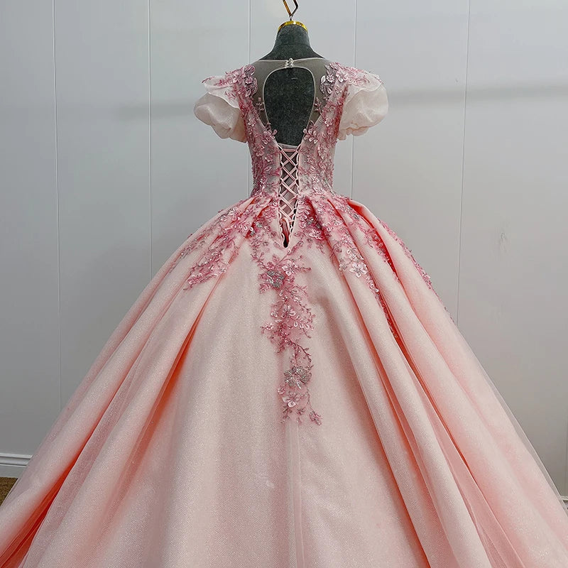 Jancember WN007 Pink Bow Lace Women Elegance Party Evening Prom Dresses