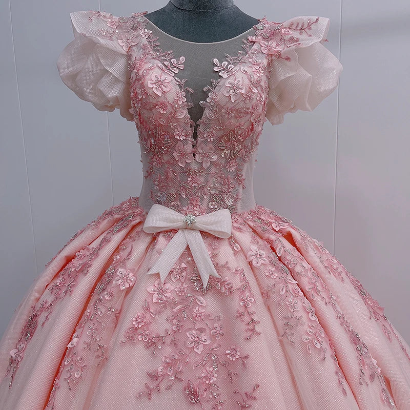 Jancember WN007 Pink Bow Lace Women Elegance Party Evening Prom Dresses