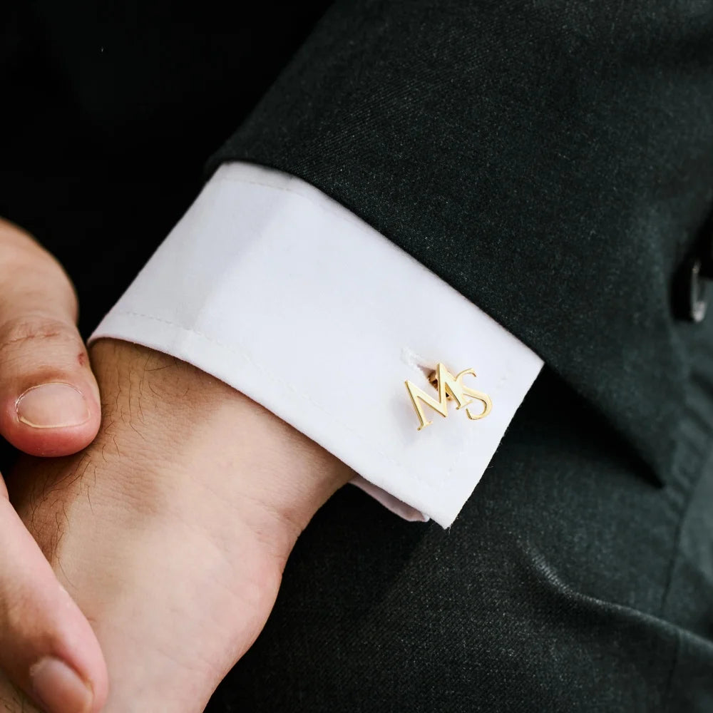 Personalized Customized Initials Cufflinks Stainless Steel Gold-plated Letter Cufflinks Christmas Birthday Gifts for Friends