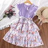 Girls' Dresses 7-12 Years Summer Sleeveless Baby Clothes Printed Flowers Ruffles Kids Clothing Girl Dress