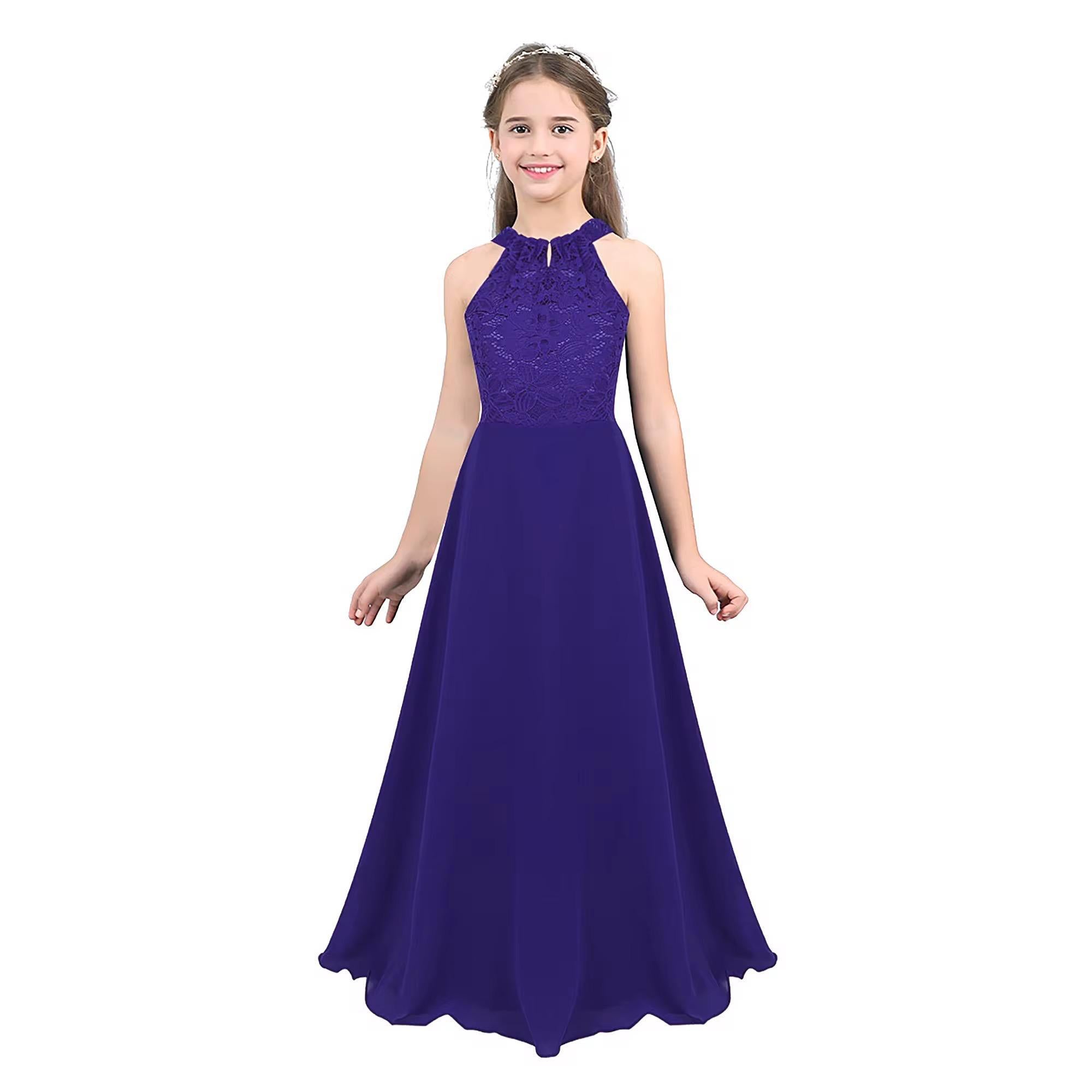 Girls Royal Elegance Lace Maxi Dress