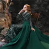 2023 Evening Dresses Hot Sale Africa Women Stain Detachable Tail Sequin Evening Dress Prom Long Sleeve Prom Dresses Sequins