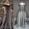 9678#Sweetheart Strapless Lace Prom Dresses 2021 Off the Shoulder Backless Black Tulle Long Evening Dresses Gowns Wedding Dress