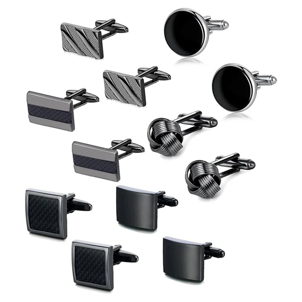 Wholesale Retail Black Alloy Geometric Square Circle Cufflinks Formal Dinner Party Occasions Men Jewelry Accessories
