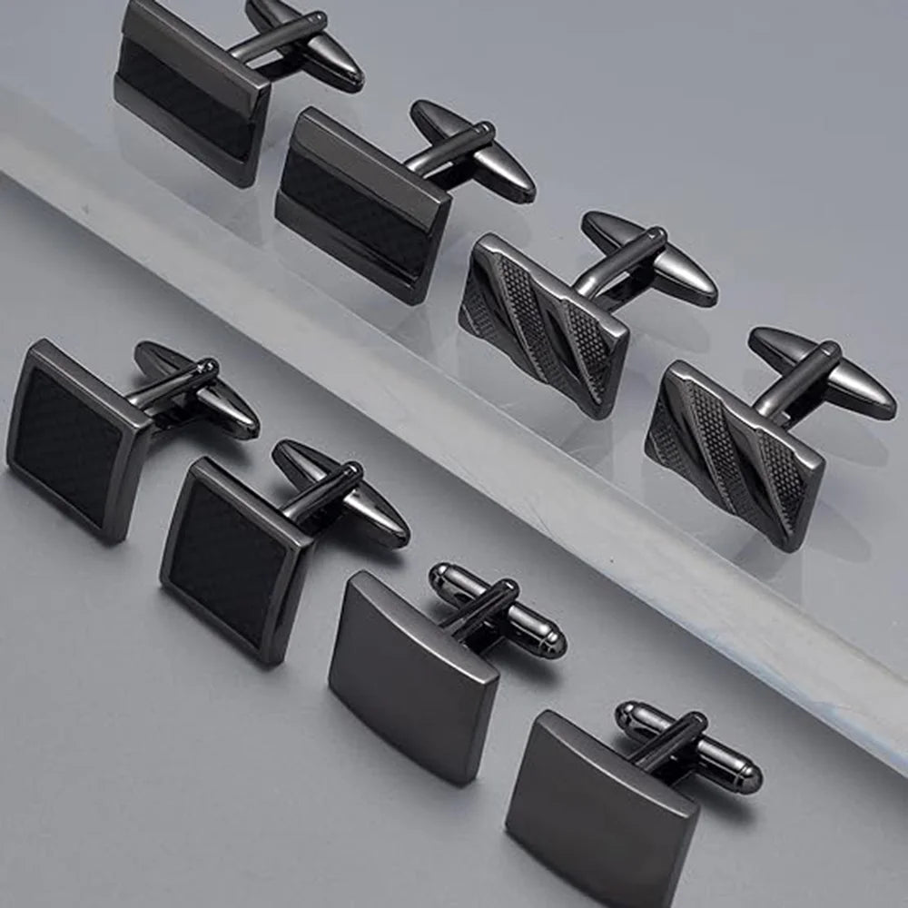 Wholesale Retail Black Alloy Geometric Square Circle Cufflinks Formal Dinner Party Occasions Men Jewelry Accessories