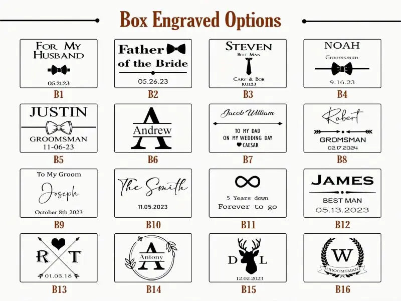 Personalized Name Cufflinks in Wooden Box Groomsmen Gifts and Bachelor Party Gift for Dad for Wedding or Engagement