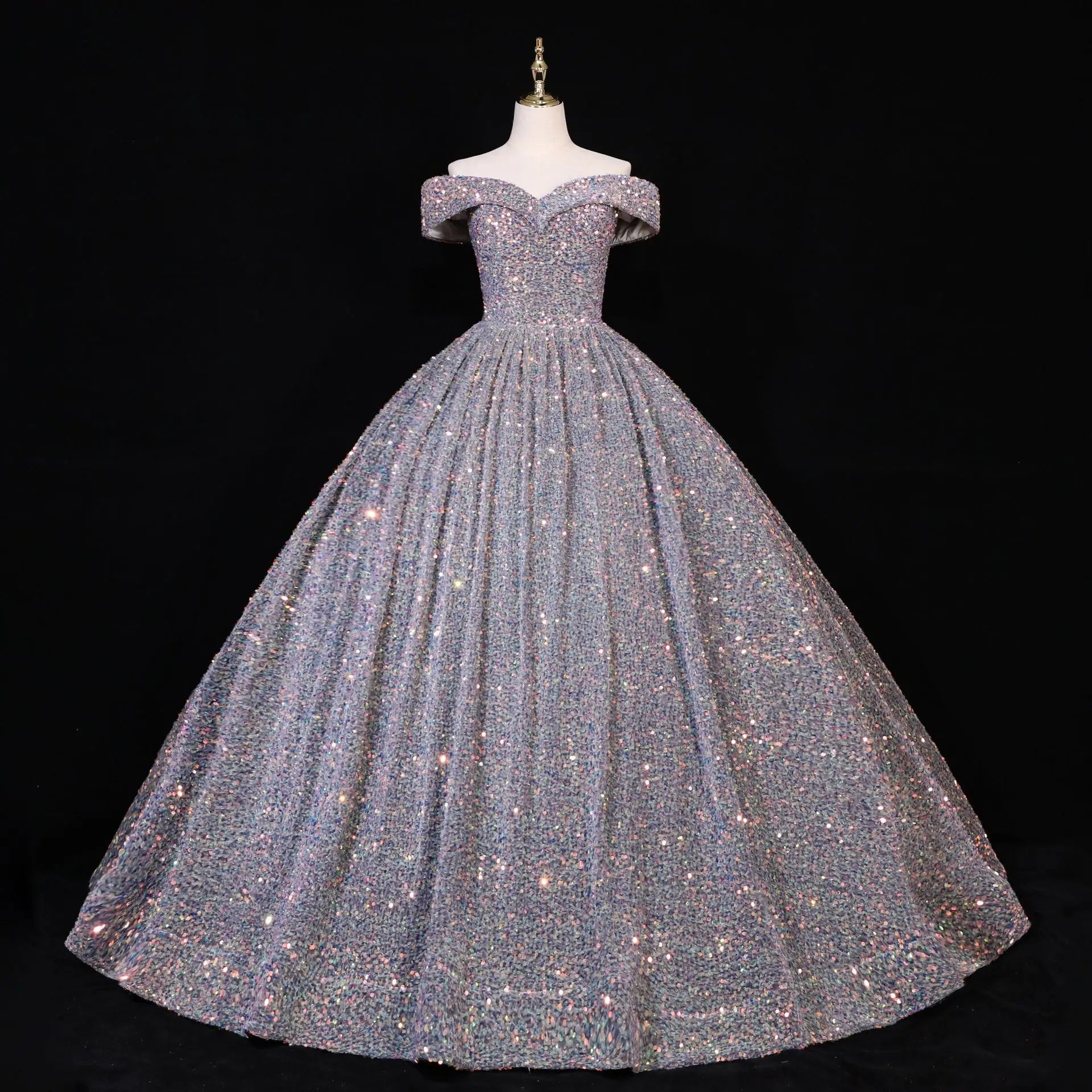 2026 Latest V-Neck Sleeveless Sequined Bridal Gowns Prom Dresses Glitter Colorful Evening Dress Wedding Dress