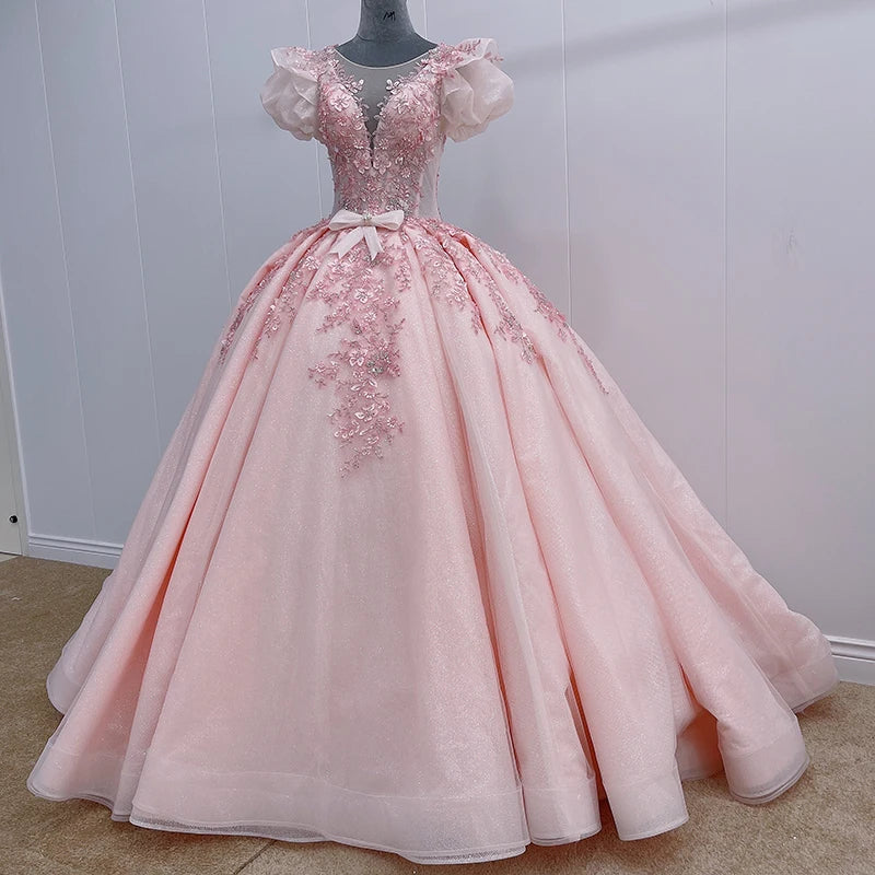 Jancember WN007 Pink Bow Lace Women Elegance Party Evening Prom Dresses