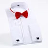 RNSHANGER White Men Tuxedo Shirts Regular Fit French Cufflinks Long Sleeve Luxury Wedding Party Social Stylish Dress Shirts