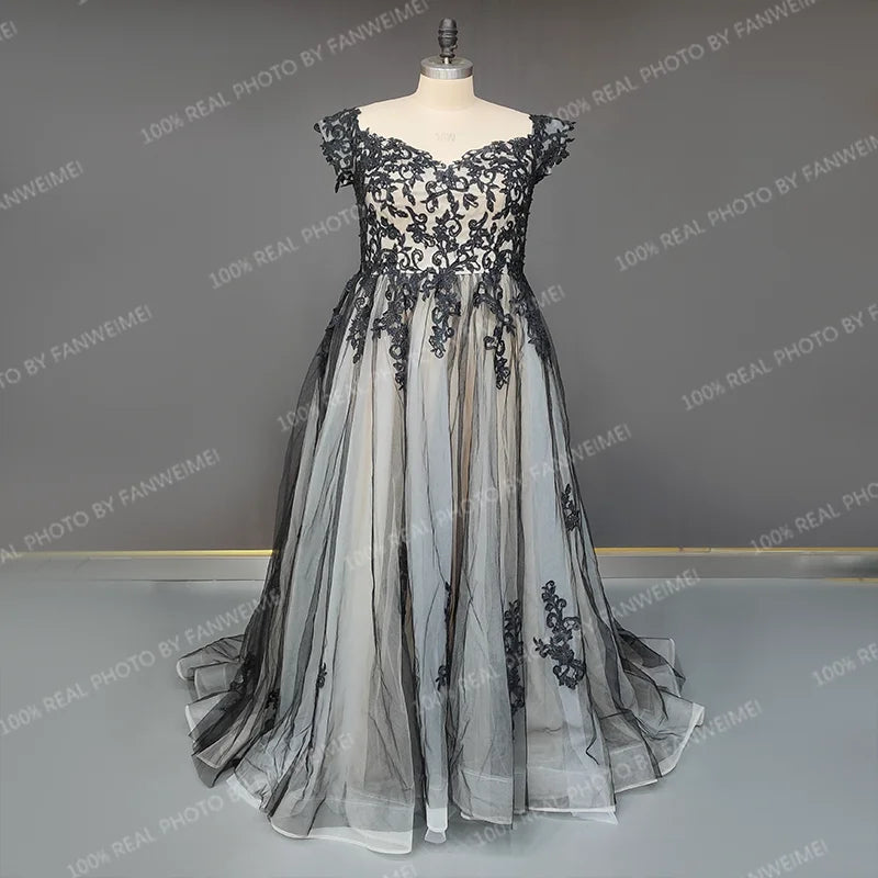 9678#Sweetheart Strapless Lace Prom Dresses 2021 Off the Shoulder Backless Black Tulle Long Evening Dresses Gowns Wedding Dress