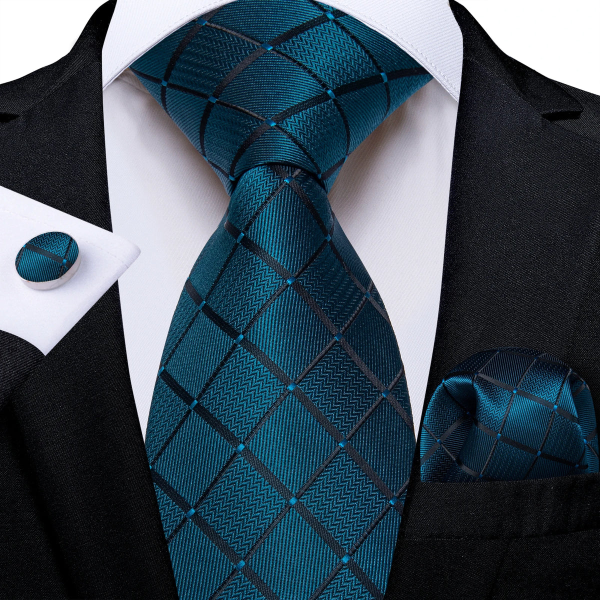Free Shipping Men's Tie Silk Ties Mens Necktie Pocket Square Cufflinks Set Hankie Cufflinks