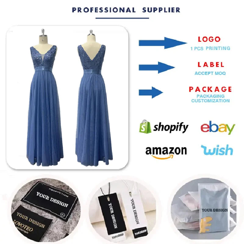 TW00075 Trendy Bridesmaid Dresses Sleeveless V-Neck Elegant A-line Long Party Evening Dresses 2024 Tulle Embroidery Prom Dresses