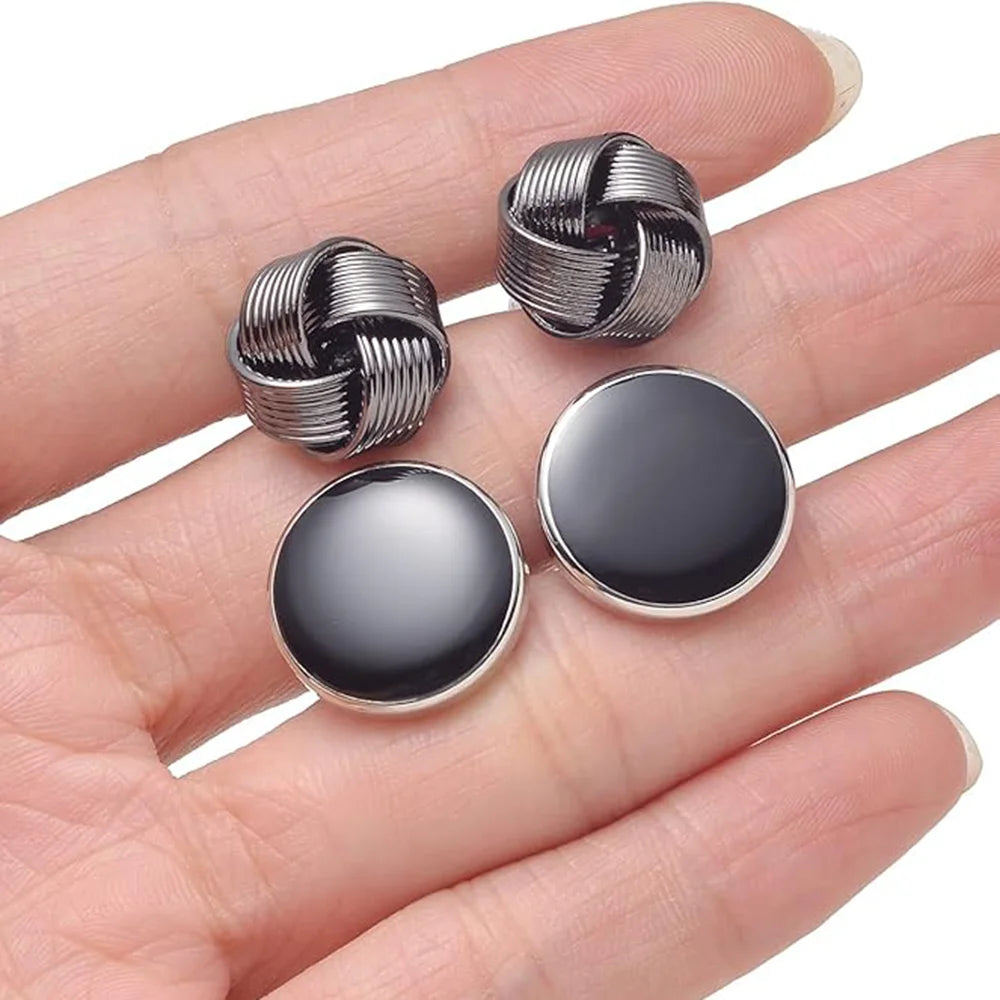 Wholesale Retail Black Alloy Geometric Square Circle Cufflinks Formal Dinner Party Occasions Men Jewelry Accessories