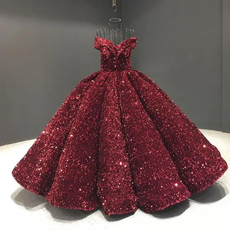2026 Latest V-Neck Sleeveless Sequined Bridal Gowns Prom Dresses Glitter Colorful Evening Dress Wedding Dress