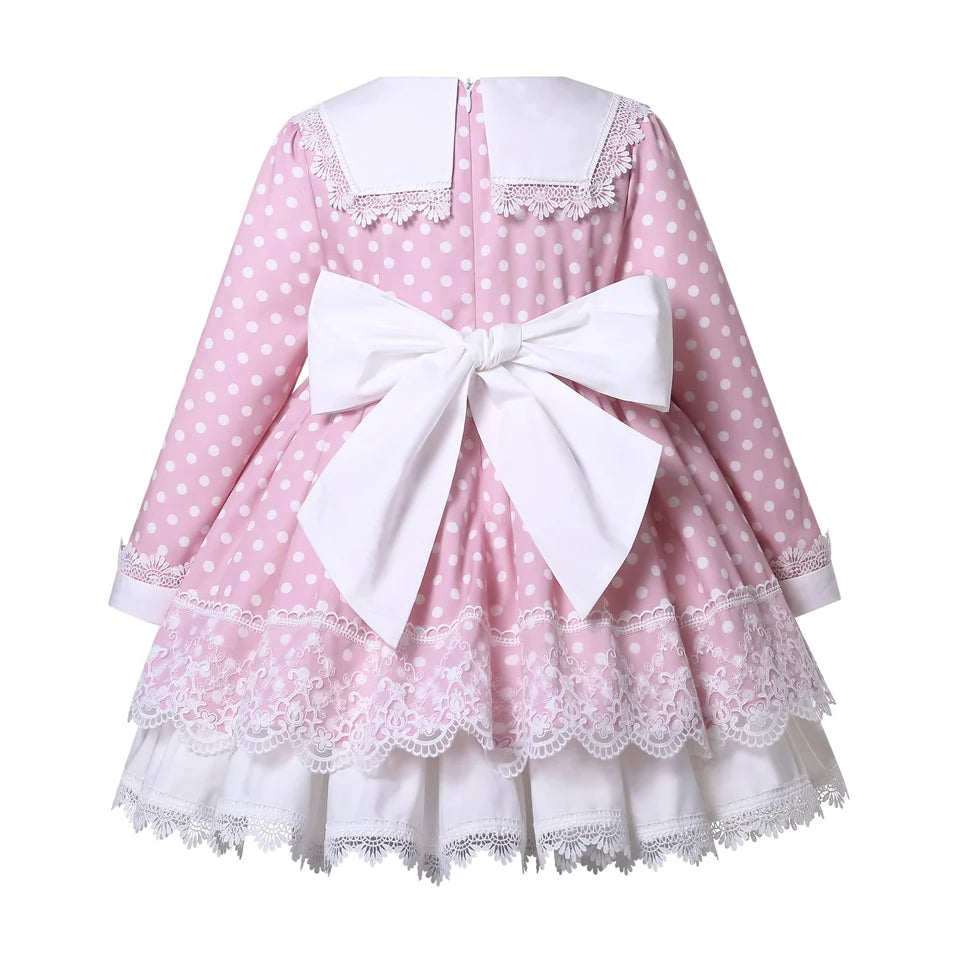 Wholesale new Children Spanish Autumn Girls Dresses Boutique Infant Clothes 2-12Y 1BAG=1PCS