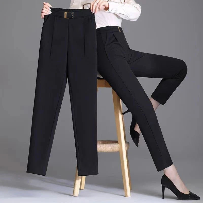 New Spring Summer Women High Waist Solid Elegant Ankle-Length Pants Office Ladies Skinny Chic Trousers Female Casual Haren Pants