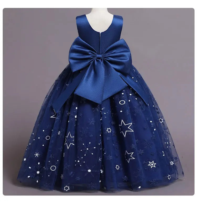 Fashion Bow Flower Girl Dresses Mesh Lace Sleeveless Girls Dresses for Party and Wedding Summer Girls Party Dresses 3-12 Years
