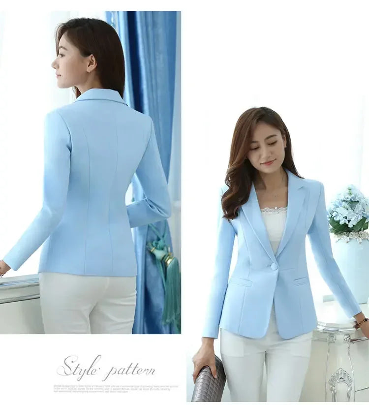 Women Blazer Office Ladies Elegant Outwear Long Sleeve Work Wear Classy Female Pink Suit African Autumn Fashion New Coats