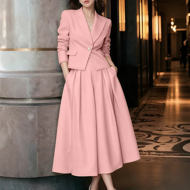 ZANZEA Spring Outfits Women 2026 Elegant Long Sleeve Blazer Dress Suit Office 2 Piece Sets Fashion Work OL Tracksuit Oversize