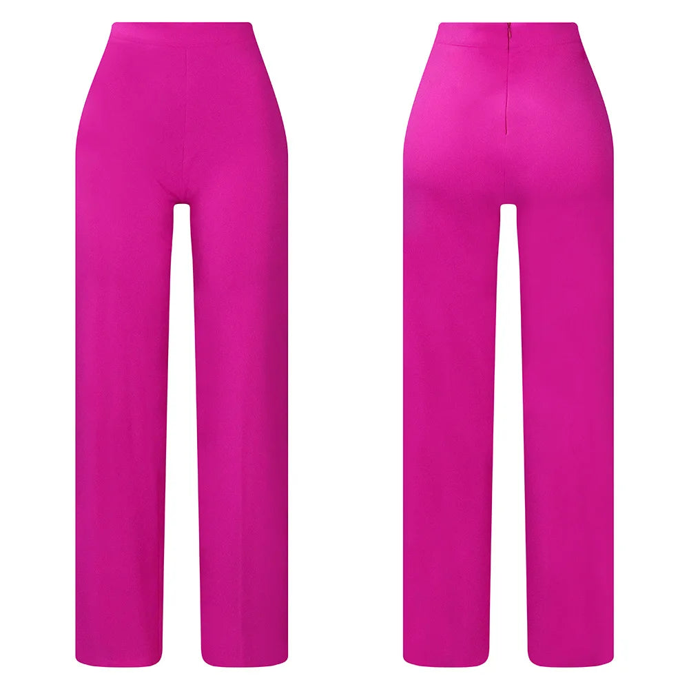 Women Shiny Yellow Capris Pants High Waist Trousers Office Work Lady Full Length Summer Bottoms Capris 2023 Spring Summer