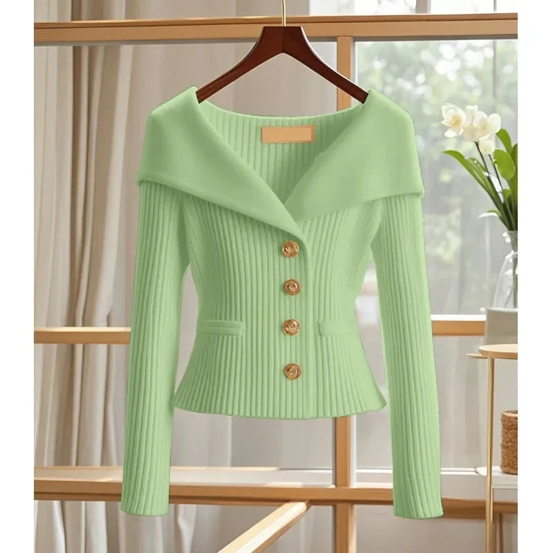 New Women Cardigan Sweater High Quality Ladies Small Fragrance Sweater Long Sleeve Casual Tops Knitwear Female Bottoming Shirts