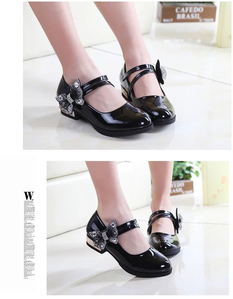 Girls' Shoes Child Shoes Girl Leather Shoe Soft Soled Princess Shoes Bow Mary Jane Shoe Girls Party Dress Wedding School Shoe