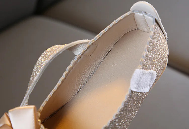 Girls Shoes Fashion Sequin Kids Princess Shoe Bow Shallow Single Shoe Soft Sole Children Flats Toddler Party Wedding Shoes Туфли