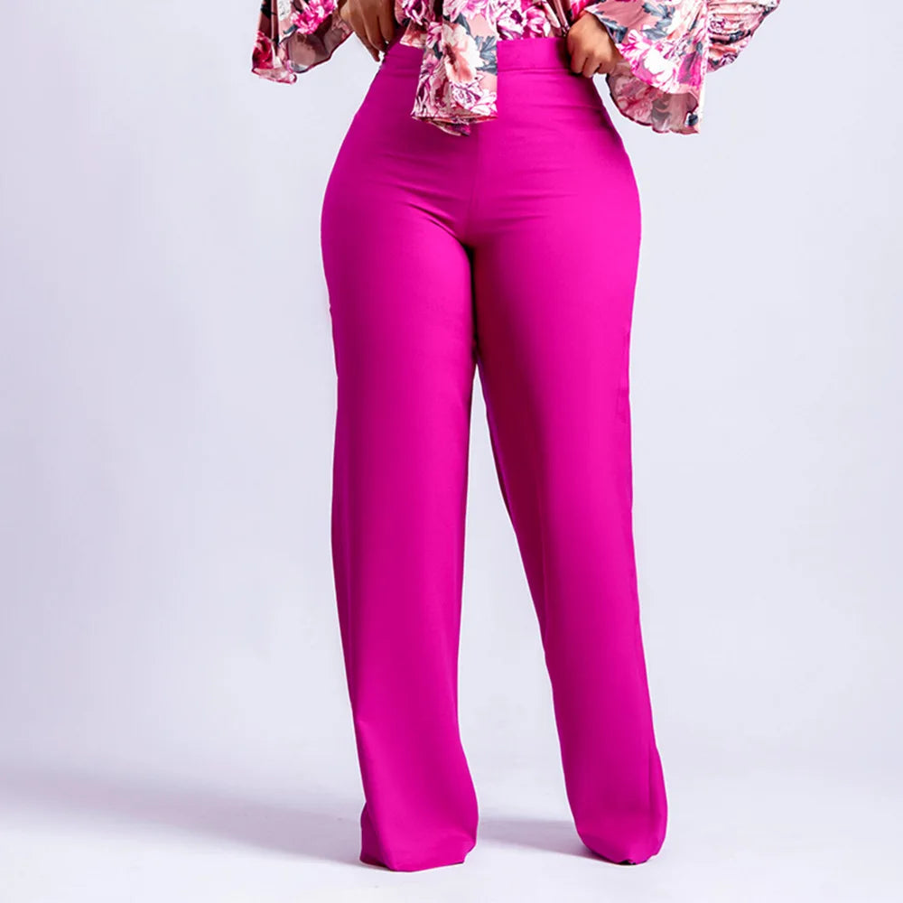 Women Shiny Yellow Capris Pants High Waist Trousers Office Work Lady Full Length Summer Bottoms Capris 2023 Spring Summer